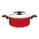 CACAROLA DUO COLOR RASA VERMELHA EM ACO INOX FUNDO TRIPLO COM TAMPA E ALCAS 24 CM 4,7 L TRAMONTINA