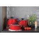 CACAROLA DUO COLOR RASA VERMELHA EM ACO INOX FUNDO TRIPLO COM TAMPA E ALCAS 24 CM 4,7 L TRAMONTINA
