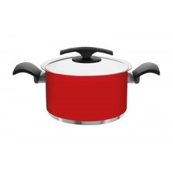 CACAROLA DUO COLOR FUNDA VERMELHA EM ACO INOX FUNDO TRIPLO COM TAMPA E ALCAS 20 CM 3,6 L TRAMONTINA
