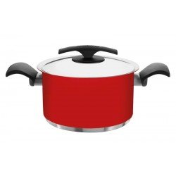CACAROLA DUO COLOR FUNDA VERMELHA EM ACO INOX FUNDO TRIPLO COM TAMPA E ALCAS 24 CM 6 L TRAMONTINA