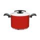 CALDEIRAO DUO COLOR VERMELHO EM ACO INOX FUNDO TRIPLO COM TAMPA E ALCAS 20 CM 4,5 L TRAMONTINA