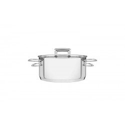 CACAROLA BRAVA RASA EM ACO INOX FUNDO TRIPLO COM TAMPA PLANA E ALCAS 16 CM 1,4 L TRAMONTINA