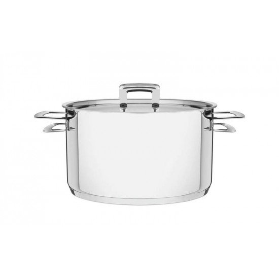 CACAROLA FUNDA EM ACO INOX FUNDO TRIPLO COM TAMPA PLANA E ALCAS 24 CM 6,1 L TRAMONTINA