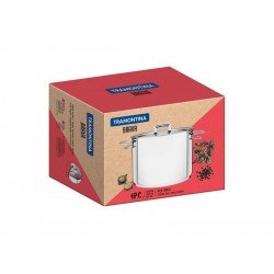 CALDEIRAO BRAVA EM ACO INOX FUNDO TRIPLO COM TAMPA PLANA E ALCAS 16 CM 2,2 L TRAMONTINA
