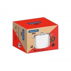 CALDEIRAO EM ACO INOX FUNDO TRIPLO COM TAMPA PLANA E ALCAS 20 CM 4,6 L TRAMONTINA