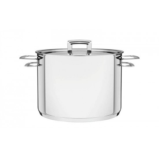 CALDEIRAO BRAVA EM ACO INOX FUNDO TRIPLO COM TAMPA PLANA E ALCAS 24 CM 7,7 L TRAMONTINA