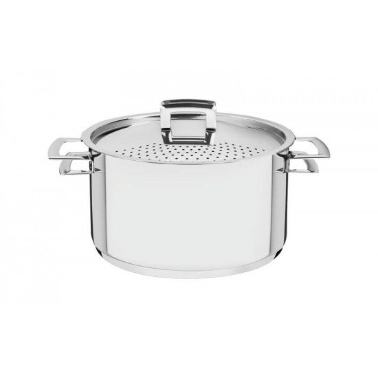ESPAGUETEIRA BRAVA EM ACO INOX COM FUNDO TRIPLO TAMPA E ALCAS 24 CM 6,1 L TRAMONTINA