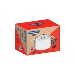 ESPAGUETEIRA BRAVA EM ACO INOX COM FUNDO TRIPLO TAMPA E ALCAS 24 CM 6,1 L TRAMONTINA