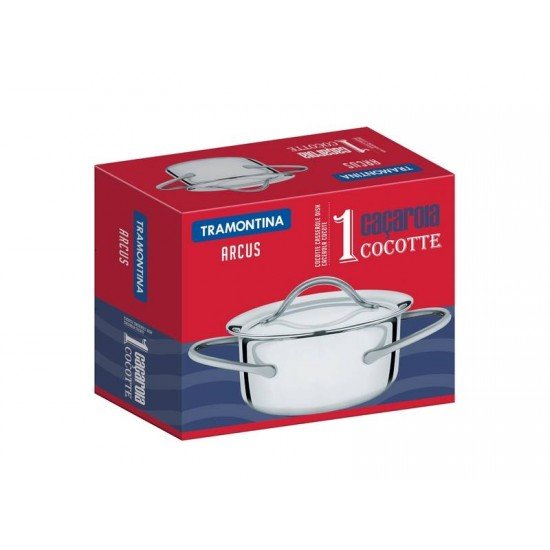 CACAROLA COCOTTE EM ACO INOX COM TAMPA 10 CM 0,3 L TRAMONTINA