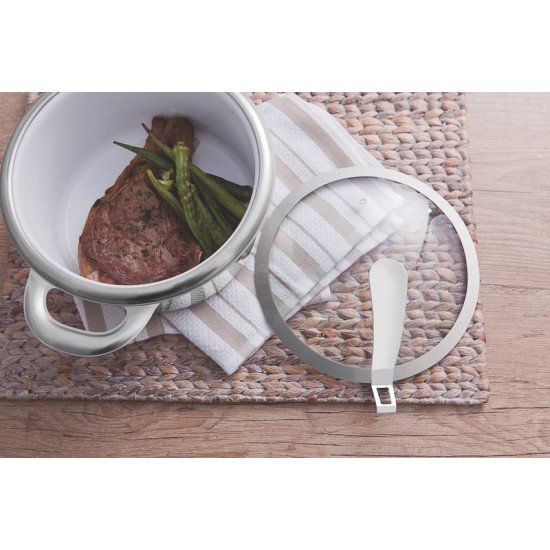 CACAROLA ROTONDA CERAMIC RASA EM ACO INOX FUNDO TRIPLO EM CERAMICA BRANCA 24 CM 4,6 L TRAMONTINA