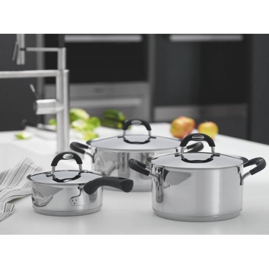 FRIGIDEIRA DUO SILICONE EM ACO INOX FUNDO TRIPLO COM TAMPA E CABO DE SILICONE 24 CM 3,3 L TRAMONTINA