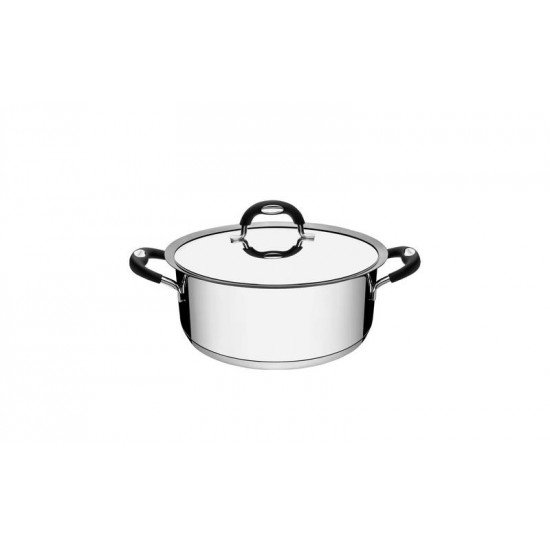 CACAROLA DUO SILICONE RASA EM ACO INOX FUNDO TRIPLO TAMPA E ALCAS EM SILICONE 16 CM 1,4 L TRAMONTINA