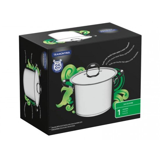 CALDEIRAO DUO SILICONE EM ACO INOX FUNDO TRIPLO COM TAMPA E ALCAS EM SILICONE 20 CM 4,5 L TRAMONTINA