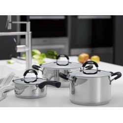 CALDEIRAO DUO SILICONE EM ACO INOX FUNDO TRIPLO COM TAMPA E ALCAS EM SILICONE 20 CM 4,5 L TRAMONTINA