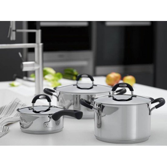 CALDEIRAO DUO SILICONE EM ACO INOX FUNDO TRIPLO COM TAMPA E ALCAS EM SILICONE 20 CM 4,5 L TRAMONTINA