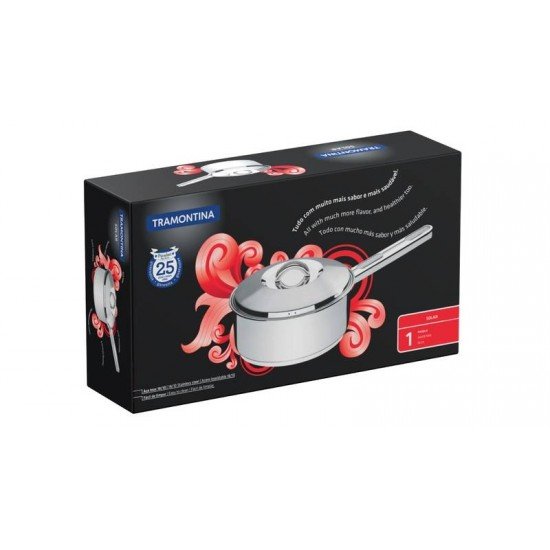 PANELA COCOTTE SOLAR EM ACO INOX FUNDO TRIPLO COM TAMPA E CABO 14 CM 1,1 L TRAMONTINA