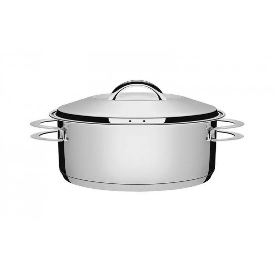 CACAROLA SOLAR RASA EM ACO INOX FUNDO TRIPLO COM TAMPA E ALCAS 24 CM 4,7 L TRAMONTINA