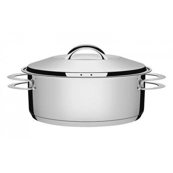 CACAROLA SOLAR RASA EM ACO INOX FUNDO TRIPLO COM TAMPA E ALCAS 28 CM 7,1 L TRAMONTINA