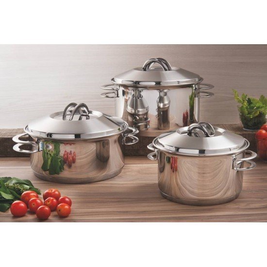 CAÇAROLA TRAMONTINA SOLAR FUNDA EM AÇO INOX FUNDO TRIPLO COM TAMPA E ALÇAS 20 CM 3,6 L