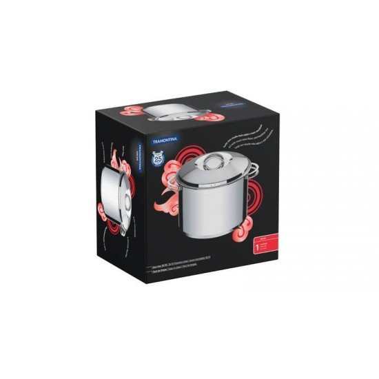 CALDEIRAO SOLAR EM ACO INOX FUNDO TRIPLO COM TAMPA E ALCAS 20 CM 4,6 L TRAMONTINA