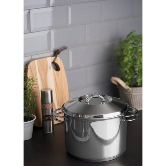 CALDEIRAO SOLAR EM ACO INOX FUNDO TRIPLO COM TAMPA E ALCAS 20 CM 4,6 L TRAMONTINA