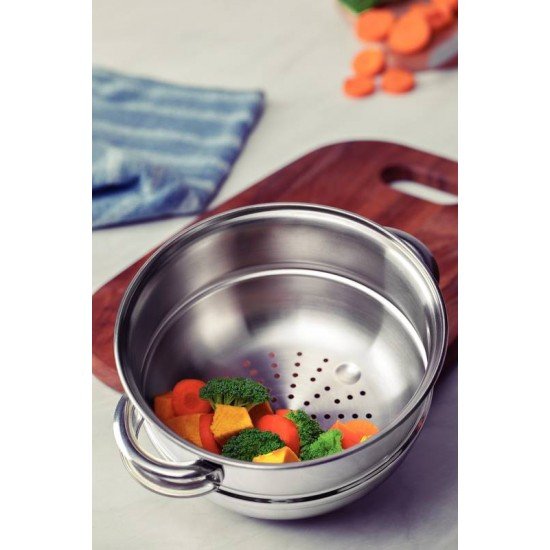 COZI-VAPORE TRAMONTINA  SOLAR EM INOX COM ALÇAS 16 CM 1,6 LITRO