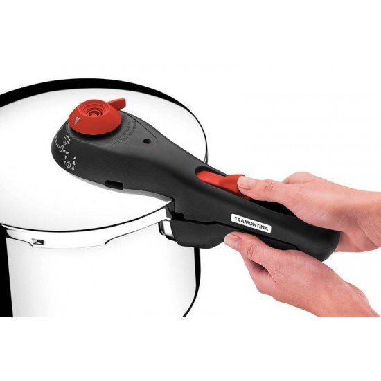 PANELA DE PRESSAO SOLAR EM ACO INOX FUNDO TRIPLO 22 CM 4,5 L COM COZI VAPORE EM ACO INOX TRAMONTINA