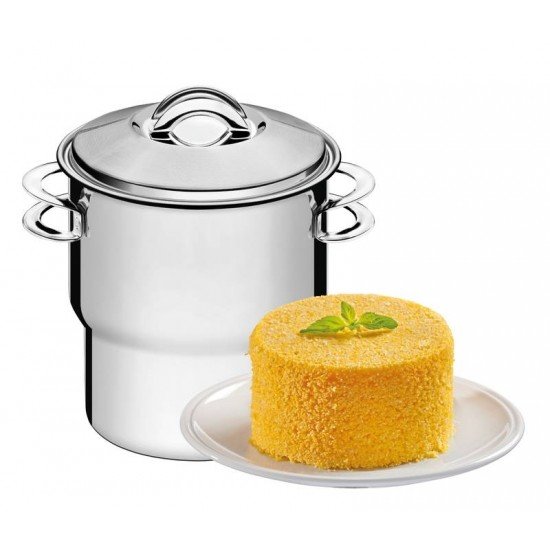 CUSCUZEIRA SOLAR EM ACO INOX COM TAMPA E ALCAS 14 CM 2,2 L TRAMONTINA
