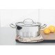 CAÇAROLA TRAMONTINA PROFESSIONAL RASA EM AÇO INOX FUNDO TRIPLO COM TAMPA PLANA DETALHE SATINADO 20 CM 2,9 L