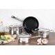 CAÇAROLA TRAMONTINA PROFESSIONAL RASA EM AÇO INOX FUNDO TRIPLO COM TAMPA PLANA DETALHE SATINADO 20 CM 2,9 L