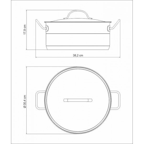 CAÇAROLA TRAMONTINA PROFESSIONAL  RASA EM AÇO INOX FUNDO TRIPLO COM TAMPA PLANA DETALHE SATINADO 28 CM 7,1 L
