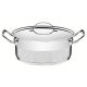 CAÇAROLA TRAMONTINA PROFESSIONAL  RASA EM AÇO INOX FUNDO TRIPLO COM TAMPA PLANA DETALHE SATINADO 28 CM 7,1 L