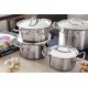 CAÇAROLA TRAMONTINA PROFESSIONAL  RASA EM AÇO INOX FUNDO TRIPLO COM TAMPA PLANA DETALHE SATINADO 28 CM 7,1 L