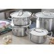 CALDEIRAO PROFESSIONAL EM ACO INOX FUNDO TRIPLO TAMPA PLANA DETALHE SATINADO 20 CM 4,6 L TRAMONTINA