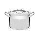 CALDEIRAO PROFESSIONAL EM ACO INOX FUNDO TRIPLO TAMPA PLANA DETALHE SATINADO 24 CM 7,8 L TRAMONTINA