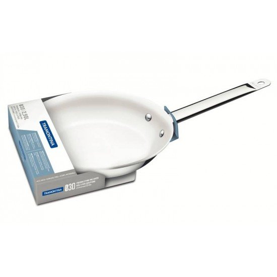 FRIGIDEIRA RASA TRAMONTINA PROFESSIONAL EM AÇO INOX COM FUNDO TRIPLO E REVESTIMENTO INTERNO CERÂMICO GRAFITE 26 CM 2 L