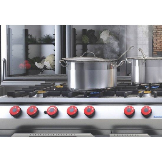 CALDEIRÃO PROFESSIONAL TRAMONTINA EM AÇO INOX FUNDO TRIPLO COM TAMPA E ALÇAS 20 CM 5,7 L