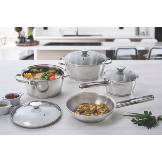 PANELA ACO INOX COM FUNDO TRIPLO E TAMPA DE VIDRO 16CM TRAMONTINA