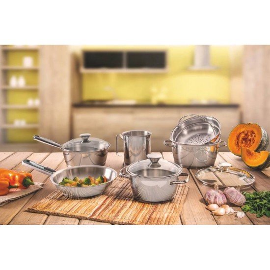 PANELA ACO INOX COM FUNDO TRIPLO E TAMPA DE VIDRO 16CM TRAMONTINA