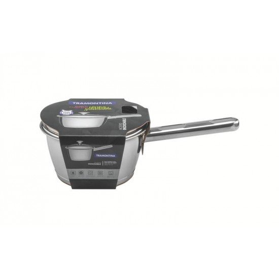 PANELA ACO INOX COM FUNDO TRIPLO E TAMPA DE VIDRO 16CM TRAMONTINA