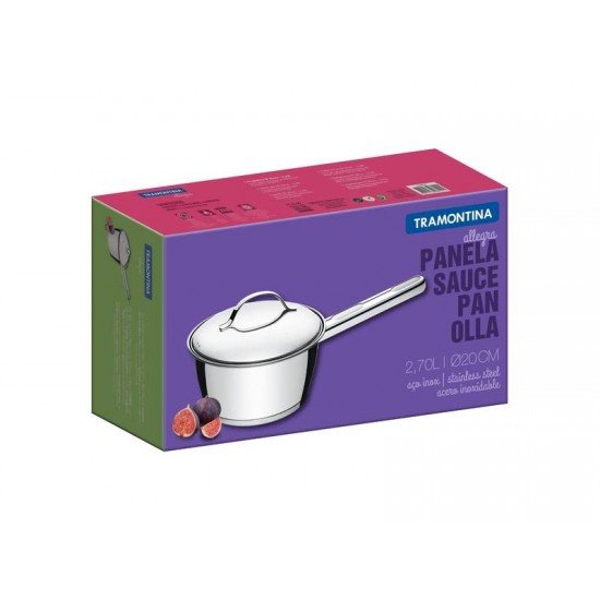 PANELA ALLEGRA EM ACO INOX COM FUNDO TRIPLO 20 CM 2,7 L TRAMONTINA