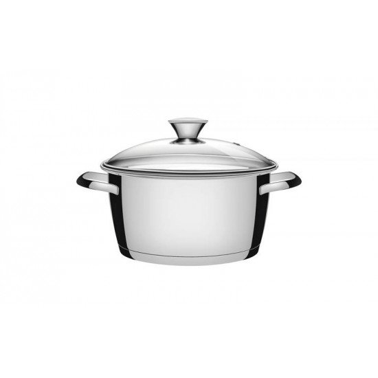 CACAROLA FUNDA ACO INOX COM FUNDO TRIPLO E TAMPA DE VIDRO 20CM TRAMONTINA