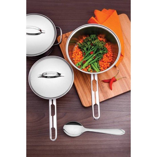 CACAROLA FUNDA ALLEGRA EM ACO INOX COM FUNDO TRIPLO 16 CM 1,5 L TRAMONTINA