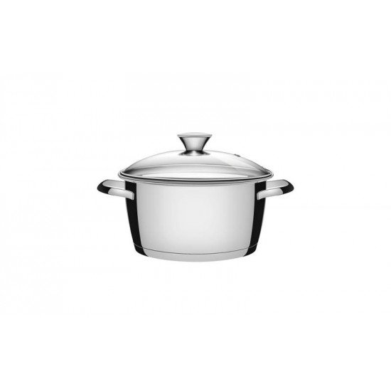 CACAROLA FUNDA ALLEGRA EM ACO INOX COM FUNDO TRIPLO E TAMPA DE VIDRO 16 CM 1,5 L TRAMONTINA