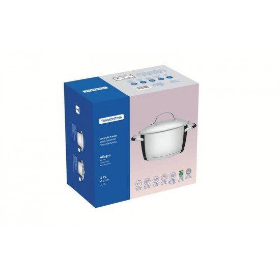 CAÇAROLA FUNDA TRAMONTINA ALLEGRA EM AÇO INOX COM FUNDO TRIPLO 20 CM 3,1 L