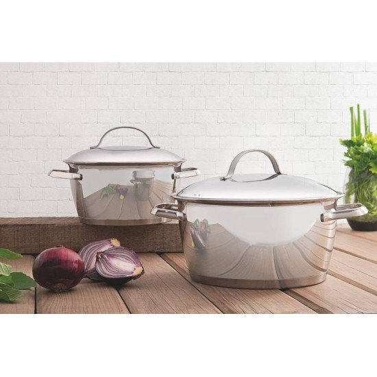 CAÇAROLA FUNDA TRAMONTINA ALLEGRA EM AÇO INOX COM FUNDO TRIPLO 20 CM 3,1 LITROS
