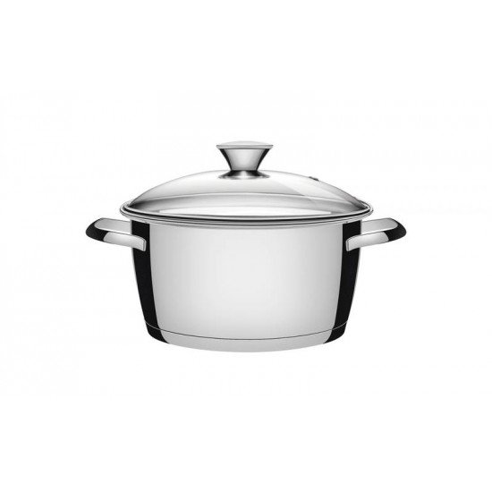 CACAROLA FUNDA ALLEGRA EM ACO INOX COM FUNDO TRIPLO E TAMPA DE VIDRO 22 CM 4,2 L TRAMONTINA
