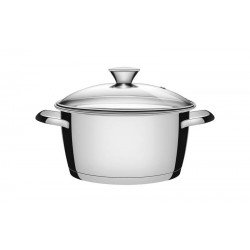 CACAROLA FUNDA ALLEGRA EM ACO INOX COM FUNDO TRIPLO E TAMPA DE VIDRO 24 CM 5,7 L TRAMONTINA