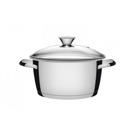CACAROLA FUNDA ALLEGRA EM ACO INOX COM FUNDO TRIPLO E TAMPA DE VIDRO 24 CM 5,7 L TRAMONTINA