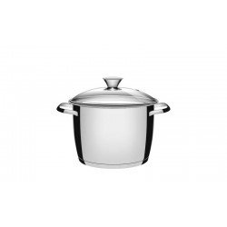 CALDEIRAO ACO INOX COM FUNDO TRIPLO E TAMPA DE VIDRO 18CM TRAMONTINA